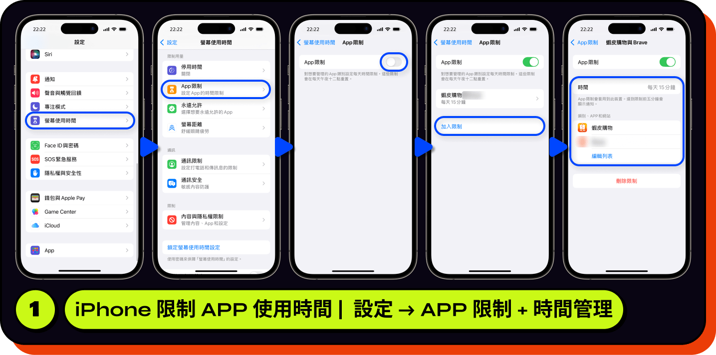 iPhone 限制 APP 使用時間